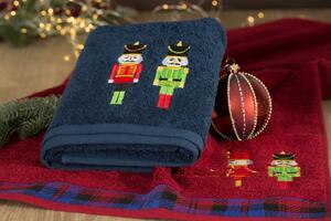 Bavlnený vianočný uterák červený s cínovými vojačikmi Červená