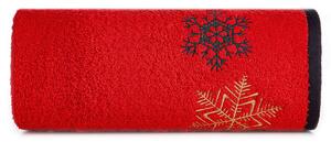 Bavlnený vianočný uterák červený s vločkami Červená
