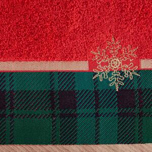 Bavlnený vianočný uterák so žakárovým okrajom Červená