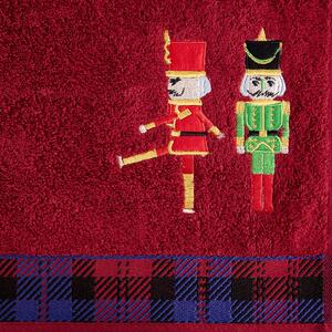 Bavlnený vianočný uterák červený s cínovými vojačikmi Červená