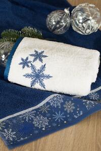 Bavlnený modrý uterák s vianočnou vyšívkou Modrá