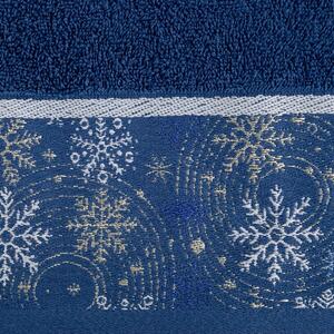 Bavlnený modrý uterák s vianočnou vyšívkou Modrá