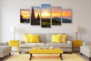 5-dielny obraz ranný východ slnka nad Thajskom - 100x50