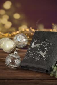 Bavlnený vianočný uterák sivý so sobmi Sivá