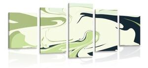5-dielny obraz abstraktný vzor materiálov zelený - 100x50