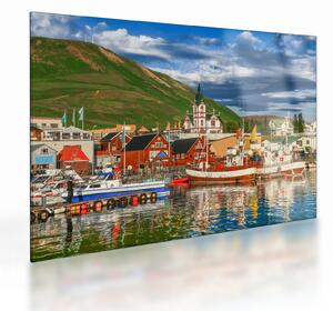 Sklenený obraz - Húsavík (70x50 cm)