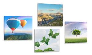 Set obrazov prelet balónom nad krajinou - 4x 40x40