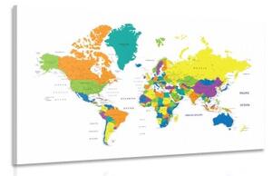 Obraz farebná mapa sveta na bielom pozadí - 120x80
