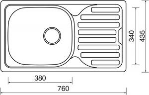 Sinks Classic 760 0,5mm matný 0,5mm malý odtok