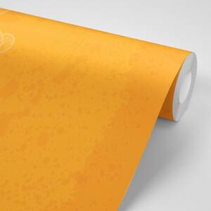 Samolepiaca tapeta oranžová arabeska na abstraktnom pozadí - 225x150