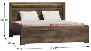 POLLIS posteľ 19 s roštom 160x200 cm - jaseň tmavý