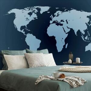 Tapeta mapa sveta v odtieňoch modrej - 225x150