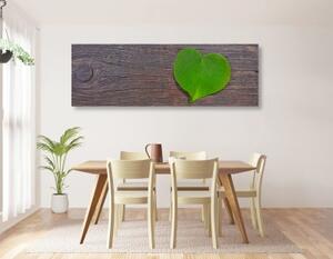 Obraz list v tvare srdca na drevenom podklade - 120x40