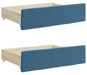 Posteľné zásuvky 2 ks modré kompozitné drevo a zamat