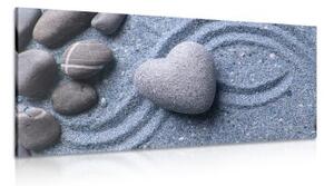 Obraz srdce z kameňa na piesočnatom pozadí - 100x50