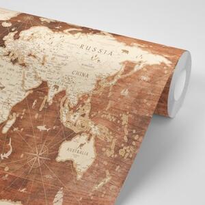 Tapeta mapa na drevenom pozadí - 150x100