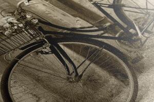Obraz rustikálny bicykel v sépiovom prevedení - 60x40