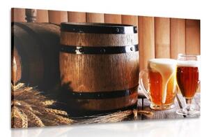 Obraz pivo s pivným súdkom - 120x80