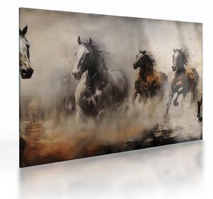 Sklenený obraz - Olejomaľba koní (70x50 cm)