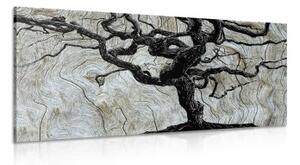 Obraz abstraktný strom na dreve - 100x50