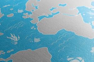 Obraz nebesky modrá mapa sveta - 100x50