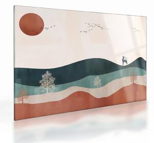 Sklenený obraz - Ilustrovaná krajina (70x50 cm)