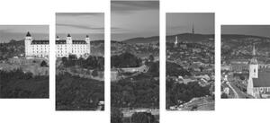 5-dielny obraz večer v Bratislave v čiernobielom prevedení - 100x50