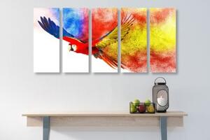 5-dielny obraz let papagája - 100x50