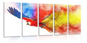 5-dielny obraz let papagája - 100x50