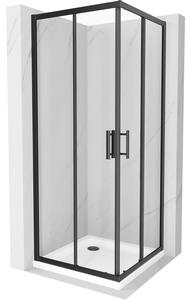 Mexen Rio štvorcová sprchová kabína 80 x 80 cm, transparentnéné, čierna + závesný bidet Flat, biela- 860-080-080-70-00-4010B