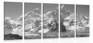 5-dielny obraz nádherný vrchol hory v čiernobielom prevedení - 100x50