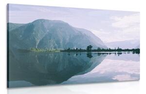 Obraz maľovaná scenéria horského jazera - 60x40