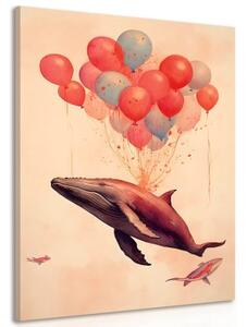 Obraz zasnená veľryba s balónmi - 40x60