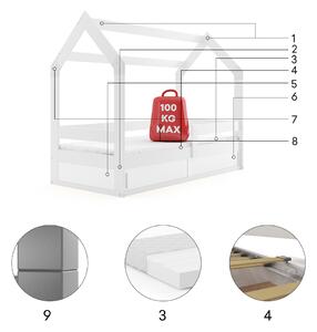 Domčeková posteľ DOMČEK 160x80cm - Biela (posuvné dvierka BIELE aj ČIERNE)