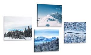 Set obrazov krásy zasneženej prírody - 4x 40x40