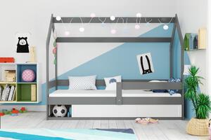 Domčeková posteľ DOMČEK 160x80cm - Grafitová (posuvné dvierka BIELE aj ČIERNE)