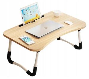 LAP-TABLE skladací drevený stôl na notebook, tablet - hnedý