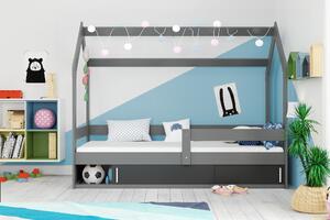 Domčeková posteľ DOMČEK 160x80cm - Grafitová (posuvné dvierka BIELE aj ČIERNE)