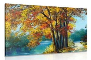 Obraz maľované stromy vo farbách jesene - 120x80