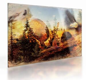 Sklenený obraz - Šamanský motív (70x50 cm)