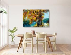Obraz maľované stromy vo farbách jesene - 60x40