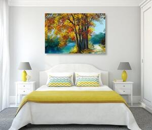 Obraz maľované stromy vo farbách jesene - 60x40