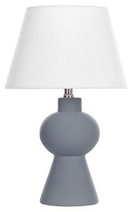 Stolná lampa sivá keramický podstavec ľanové tienidlo v tvare bubna minimalistický dizajn