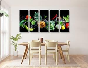 5-dielny obraz organické ovocie a zelenina - 100x50