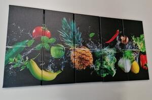 5-dielny obraz organické ovocie a zelenina - 100x50