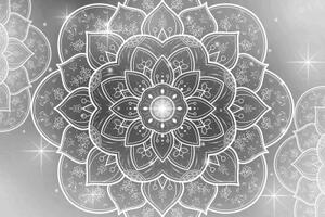 Samolepiaca tapeta čiernobiela orientálna Mandala - 225x150