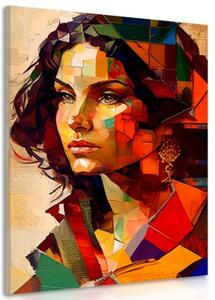 Obraz profil ženy v patchwork dizajne - 40x60