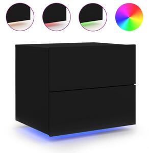 Nástenná nočná skrinka s LED osvetlením čierna