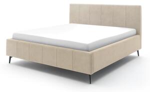 Béžová čalúnená dvojlôžková posteľ s úložným priestorom s roštom 180x200 cm Lizzano – Meise Möbel