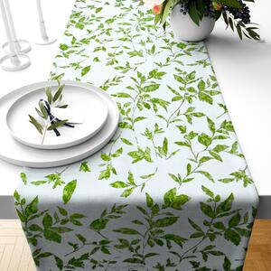 Ervi bavlnený behúň na stôl - Zelené listy